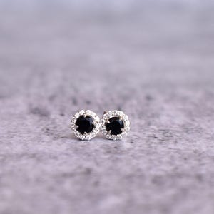 Genuine Black onyx studs earrings* Tiny Onyx studs* Sterling silver gemstone earrings for women* Black stone cute earrings* bridesmaid gift