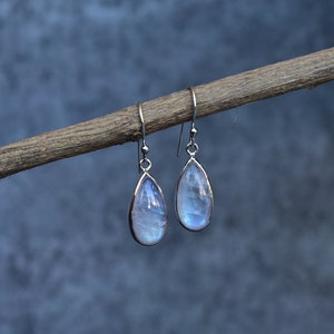 Natural Moonstone  Earrings, June Birthstone, Moonstone hook Earrings, cute Earrings for Women, Teardrop dangle earrings , crystal earrings