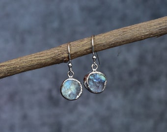 Genuine Raw moonstone Earrings* Raw gemstone earrings for her* Sterling silver earrings* Healing crystal Dangle* Handmade small Earrings