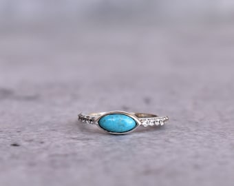 Natural Turquoise minimalist ring* Turquoise ring everyday wear* Sterling silver ring for her* Healing stone ring* Bridesmaid gifts for her