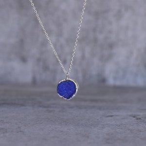 Natural Raw Lapis Lazuli necklace Raw stone pendant necklace Sterling silver handmade necklace Healing gemstone pendant Bridesmaid gift image 1