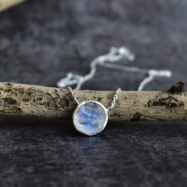 Genuine Raw moonstone necklace* Raw gemstone necklace* Healing crystal necklace* Sterling silver necklace* Handmade necklace for beginning