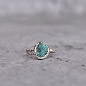 Natural Raw Turquoise ring* Turquoise ring for women* Raw Stone Ring* Turquoise Handmade Stackable ring * Bridesmaid raw stone jewelry