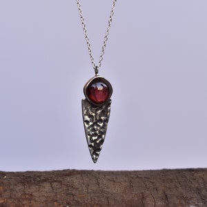 Natural Red Garnet necklace, Oxidized Sterling silver handmade necklace, bohemian inspired necklace for women, Bridesmaid jewelry for her