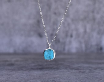 Raw Turquoise necklace* Healing crystal necklace* Raw gemstone minimalist necklace for women* Sterling silver handmade necklace* Unique gift