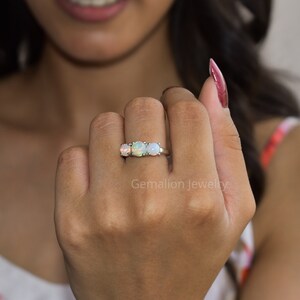 100% Natural Ethiopian Welo Fire Opal 925 Sterling Silver ring - Ring Jewelry -  fire opal jewelry | statement ring | rhodium finished