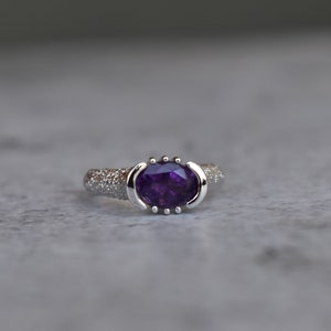 Halo Amethyst Engagement 925 solid sterling silver Wedding Ring Bridal Anniversary Women Gift Promise , purple amethyst ring , tree ring