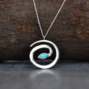 Genuine Turquoise necklace, Turquoise stylish handmade necklace, Fashion snake necklace for women, Gemstone necklace, Bridesmaid jewelry