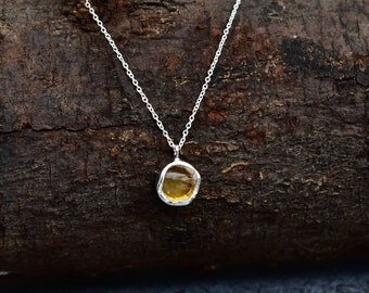 Genuine Raw Citrine necklace* Raw gemstone necklace* Healing crystal necklace* Sterling silver necklace* Handmade necklace for beginning