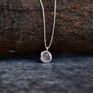 Genuine Raw Rose quartz necklace* Raw gemstone necklace* Healing crystal necklace* Sterling silver necklace* Handmade necklace for beginning
