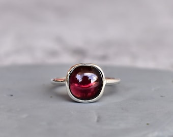 Genuine Red garnet ring* Garnet handmade  Ring* cushion Garnet ring* Healing gemstone ring* Sterling silver ring* Bridesmaid gift