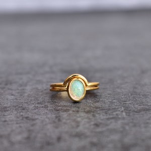 Natural Opal ring set* Multi flashy opal ring or her* 14K Gold handmade ring* ring with eternity band* minimalist ring* Unique gift idea