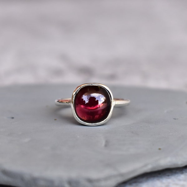Genuine Red garnet ring* Garnet handmade  Ring* cushion Garnet ring* Healing gemstone ring* Sterling silver ring* Bridesmaid gift