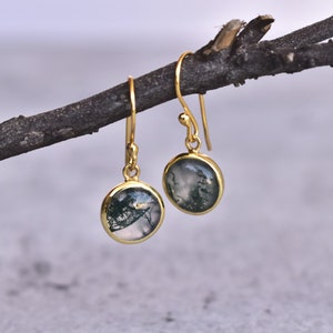 Genuine Moss agate dangle earrings* Healing crystal dangle* Agate jewelry* Handmade Sterling silver earrings* bridesmaid earrings