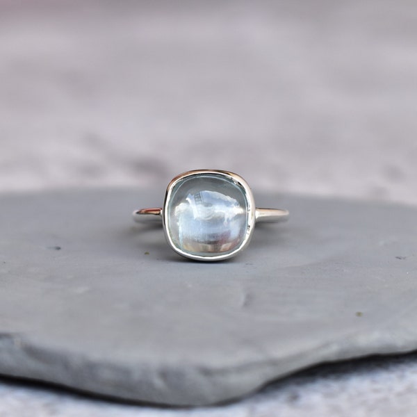 Natural Aquamarine ring* handmade Bohemian Ring* Cushion Aquamarine ring* Healing gemstone ring* Sterling silver ring* Bridesmaid gift