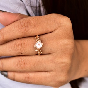 Rose Quartz Ring, Nature inspired unique branch Ring, Dainty twig Pink Quartz Gemstone Ring, Gifts for Her, anniversary gift for her