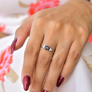Genuine Black onyx Minimalist ring* Black diamond dainty ring* Sterling silver ring* Handmade solitaire ring* Bridesmaid gift* Gift for her image 3