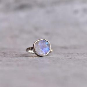 Raw moonstone ring* Healing crystal ring* Sterling silver bohemian handmade ring* Raw gemstone ring* Bridesmaid gift* Gift for her