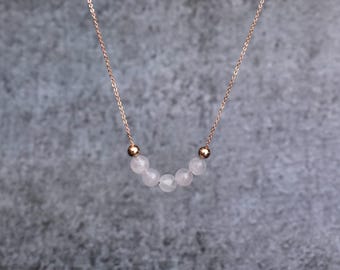 Genuine Rose quartz beaded necklace* Pink quartz necklace for women* Dainty pink beaded gemstone jewelry* Bridesmaid gifts idea for her