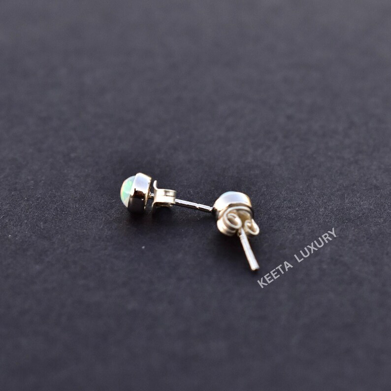 Genuine Opal Earrings, Ethiopian welo Opal Stud Earrings, Opal Stud Earrings, Tiny Opal earrings ,Stud Earrings, best gift for daughter image 4
