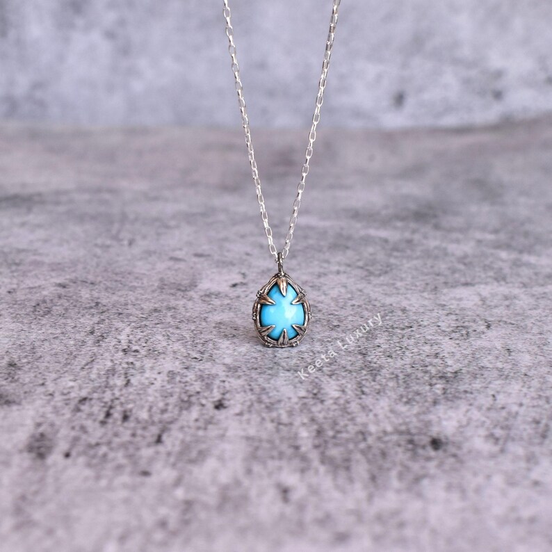 Natural Turquoise necklace* Turquoise handmade oxidized necklace* nature inspired Fashion gemstone jewelry for women * Unique gifts image 4