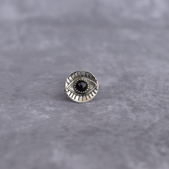 Genuine Black onyx ring* Onyx evil eye ring for women* Protection ring* Silver oxidized Onyx ring* Healing gemstone ring* Unique ring Gifts