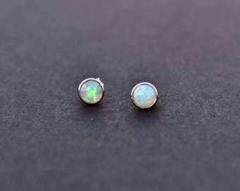Genuine Opal Earrings, Ethiopian welo Opal Stud Earrings, Opal Stud Earrings, Tiny Opal earrings ,Stud Earrings, best gift for daughter