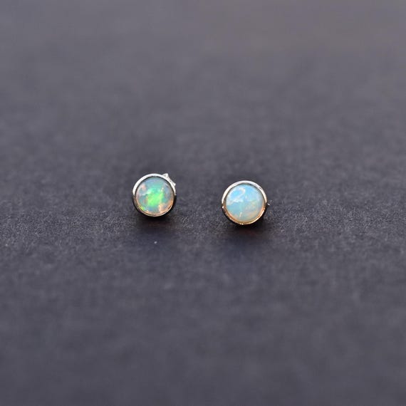 Genuine Opal Earrings, Ethiopian welo Opal Stud Earrings, Opal Stud Earrings, Tiny Opal earrings ,Stud Earrings, best gift for daughter
