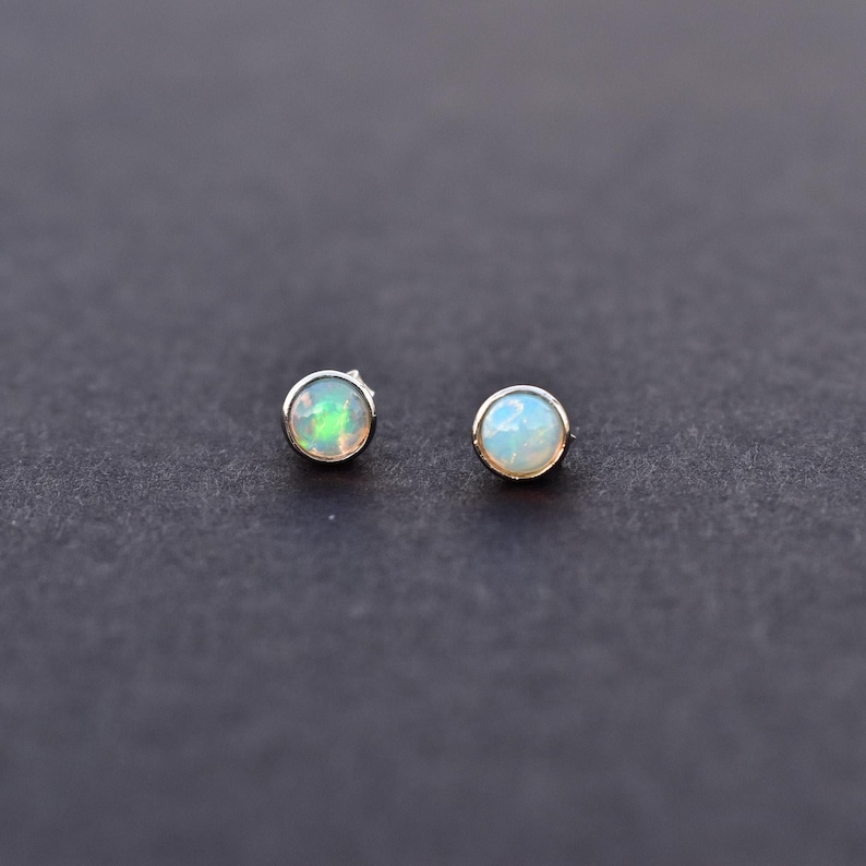Genuine Opal Earrings, Ethiopian welo Opal Stud Earrings, Opal Stud Earrings, Tiny Opal earrings ,Stud Earrings, best gift for daughter image 1