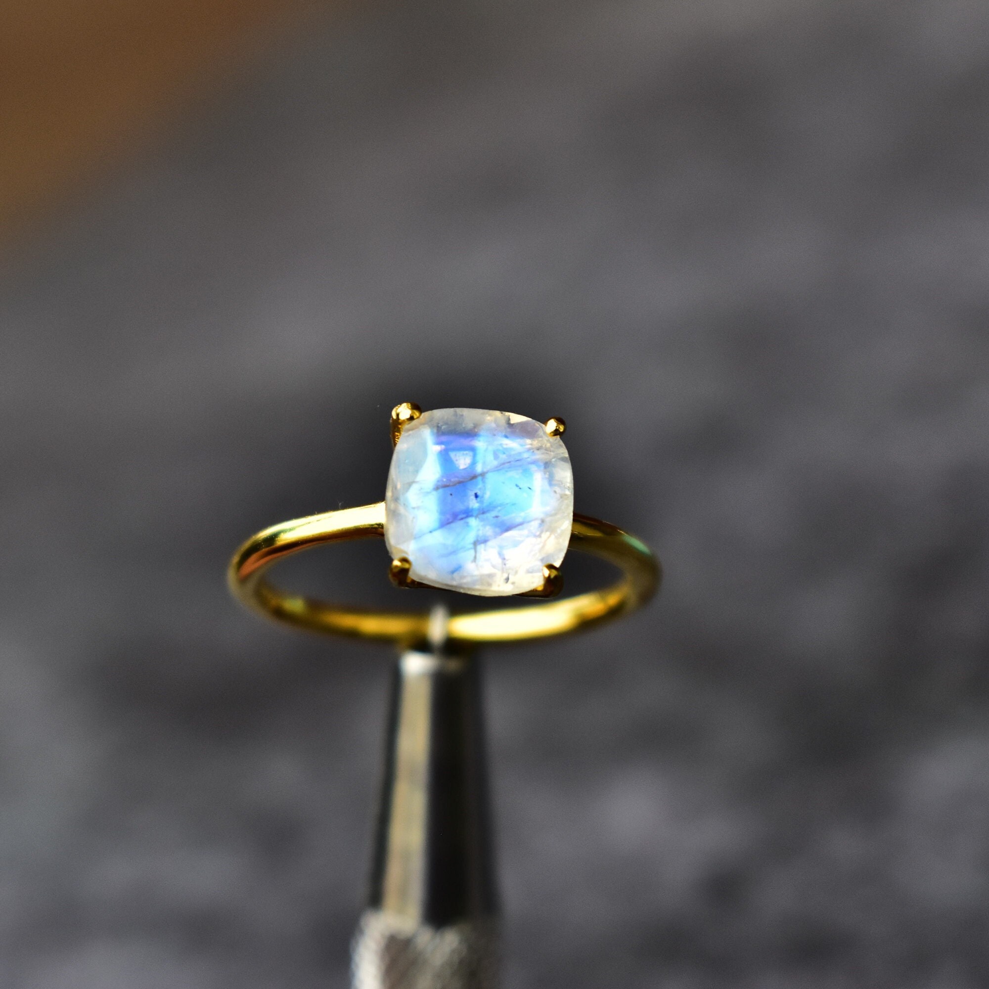Cushion cut deals moonstone ring