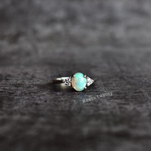 Genuine Opal Dainty ring, Ethiopian fire opal gold ring, delicate mothers ring , Self care ring, opal stacking ring for bridesmaid's gift image 4