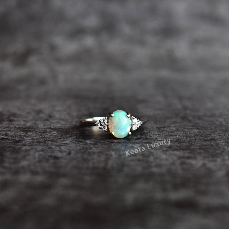 Genuine Opal Dainty ring, Ethiopian fire opal gold ring, delicate mothers ring , Self care ring, opal stacking ring for bridesmaid's gift image 4