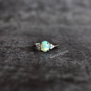 Genuine Opal Dainty ring, Ethiopian fire opal gold ring, delicate mothers ring , Self care ring, opal stacking ring for bridesmaid's gift image 3