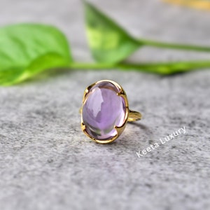 HUGE Natural Amethyst Ring, Sterling Silver Ring, Gold statement ring, bohemian ring , purple quartz jewelry, bridesmaid ring gift for her image 2