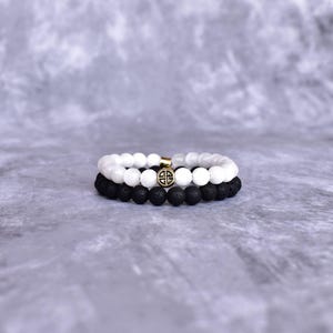 Natural Selenite Beaded Bracelet* Selenite And Lava Bracelet For Men* diffuser Bracelets* Beaded healing crystals Jewelry, gift for him