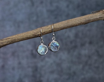 Genuine Raw moonstone Earrings* Raw gemstone earrings for her* Sterling silver earrings* Healing crystal Dangle* Handmade small Earrings