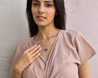 Natural Raw Labradorite Necklace* Raw crystal necklace* small cute handmade necklace for women* Healing crystal jewelry gifts for loved ones