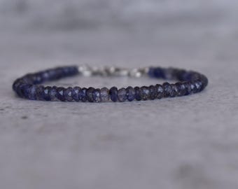 Natural Iolite Bracelets* Iolite faceted Bead Bracelets* Minimalist Layering Bracelets* Sterling silver handmade bracelets* Unique gifts