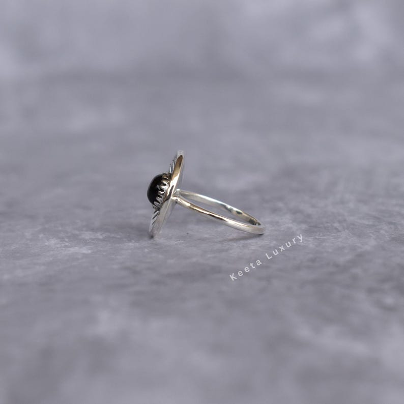 Genuine Black onyx ring* Onyx evil eye ring for women* Protection ring* Silver oxidized Onyx ring* Healing gemstone ring* Unique ring Gifts image 4