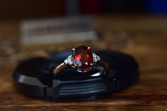 Blood Red Garnet Vintage Inspired Garnet Ring Garnet Wedding | Etsy