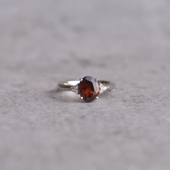 Holibanna Anello Vintage Con Pietra Rossa Granato - Regolabile In Rame - Regalo San Valentino