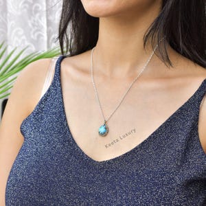 Natural Turquoise necklace* Turquoise handmade oxidized necklace* nature inspired Fashion gemstone jewelry for women * Unique gifts image 6
