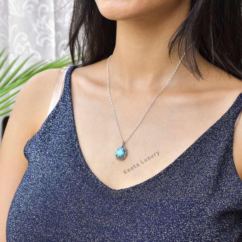 Natural Turquoise necklace* Turquoise handmade oxidized necklace* nature inspired Fashion gemstone jewelry for women * Unique gifts image 6