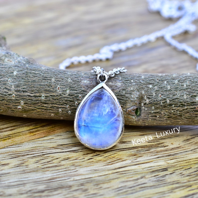 Moonstone necklace, moonstone teardrop Necklace , Genuine moonstone Boho necklace , crystal necklace for mother's day , gift for her image 3