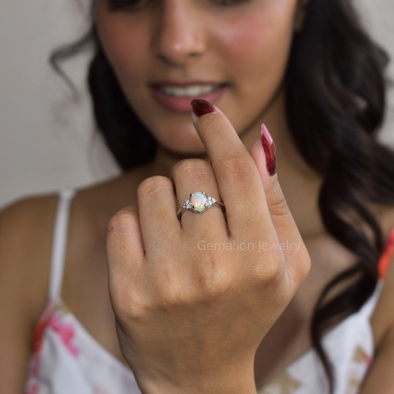 Genuine Opal Dainty ring,  Ethiopian fire opal gold ring,  delicate mothers ring , Self care ring, opal stacking ring for bridesmaid's gift