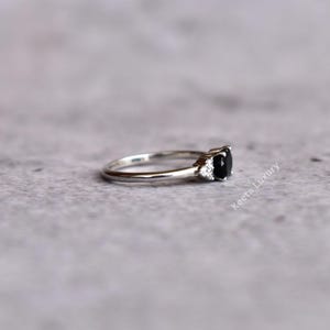Genuine Black onyx Minimalist ring* Black diamond dainty ring* Sterling silver ring* Handmade solitaire ring* Bridesmaid gift* Gift for her image 4