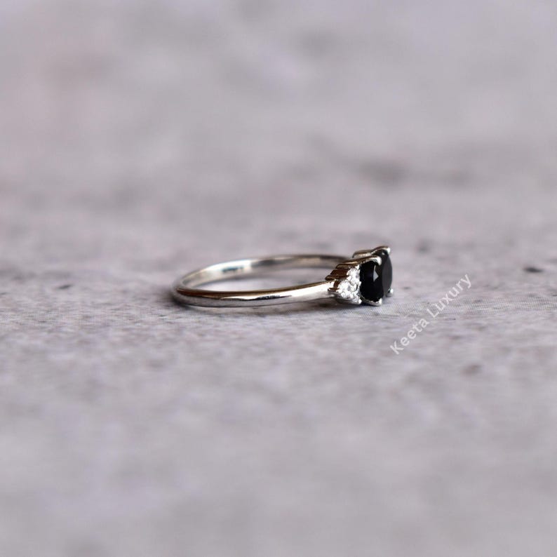 Genuine Black onyx Minimalist ring* Black diamond dainty ring* Sterling silver ring* Handmade solitaire ring* Bridesmaid gift* Gift for her image 4