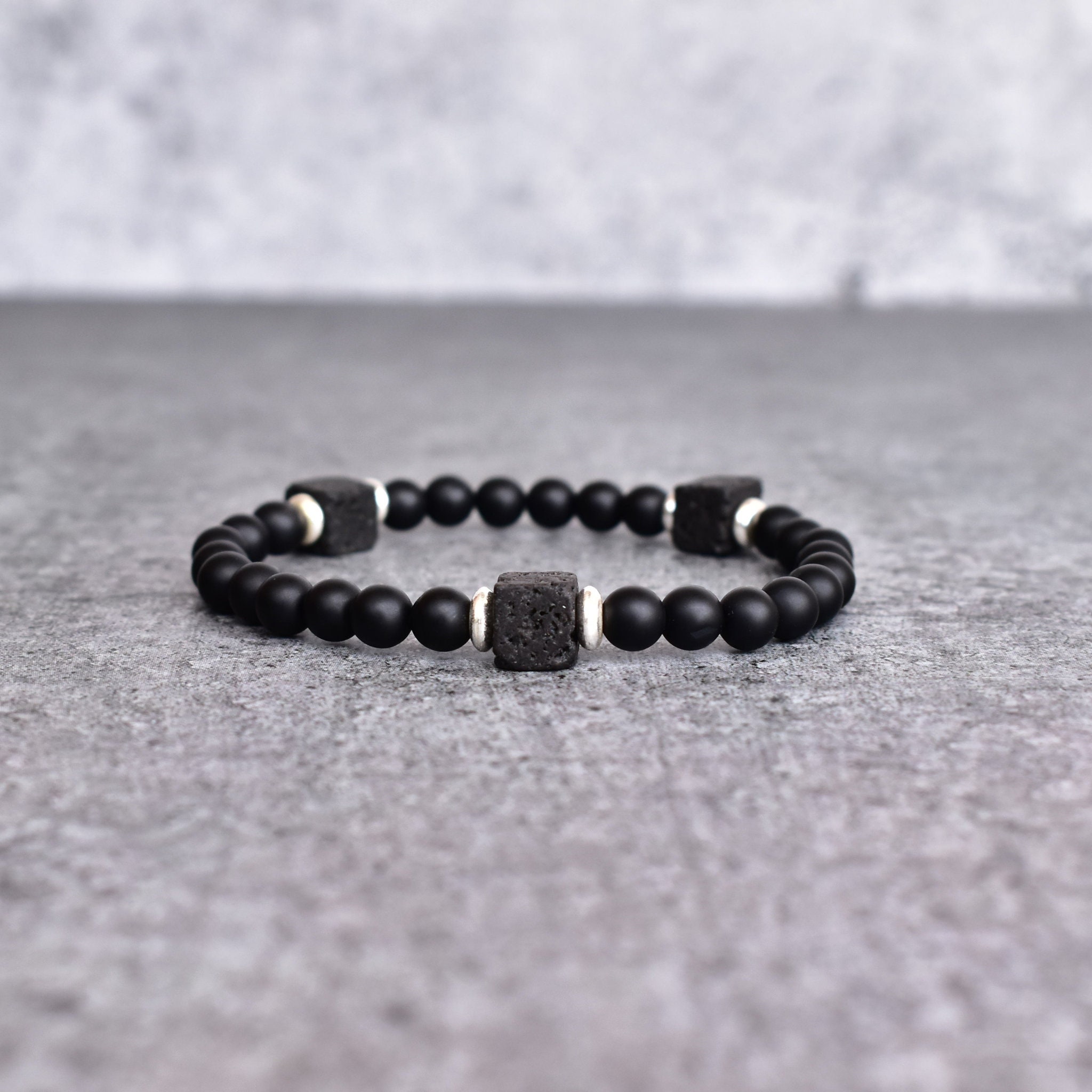 Matte Black Onyx bracelet  Men's Matte Black Bead Bracelet – GT collection