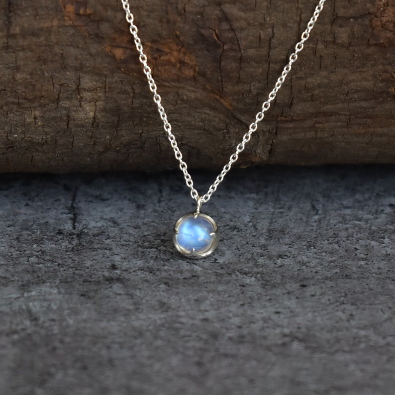 Natural Moonstone necklace, Dainty moonstone handmade jewelry , June Birthstone celestial necklace for women, Bridesmaid necklace, image 1