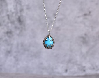 Natural Turquoise necklace* Turquoise handmade oxidized necklace* nature inspired Fashion gemstone jewelry for women * Unique gifts